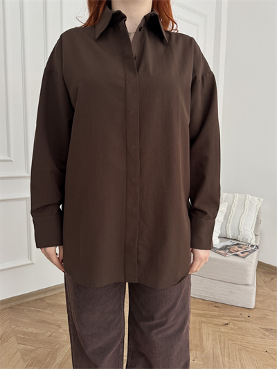 Oversize Gömlek Kahve