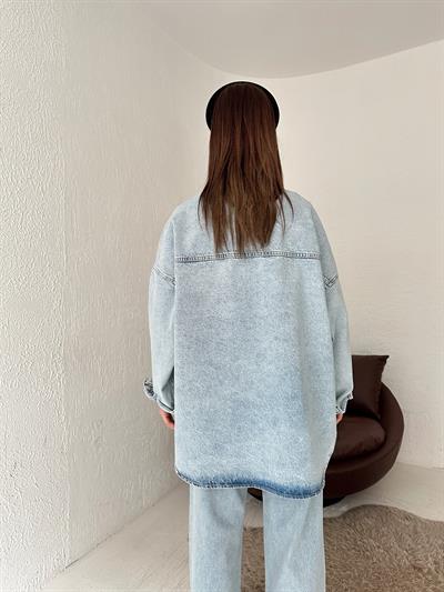 Oversize Jean Gömlek Mavi