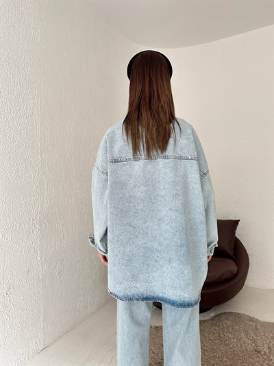 Oversize Jean Gömlek Mavi
