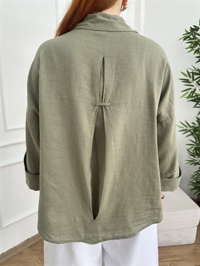Oversize Sırt Detaylı Gömlek Çağla