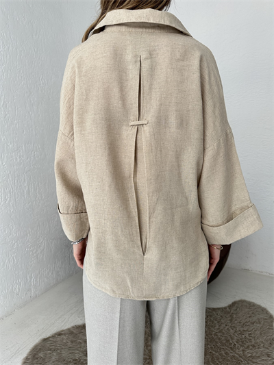 Oversize Sırt Detaylı Gömlek Naturel