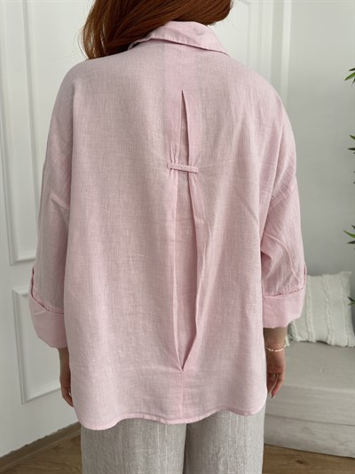Oversize Sırt Detaylı Gömlek Pembe