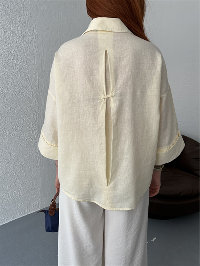 Oversize Sırt Detaylı Gömlek T.sarı