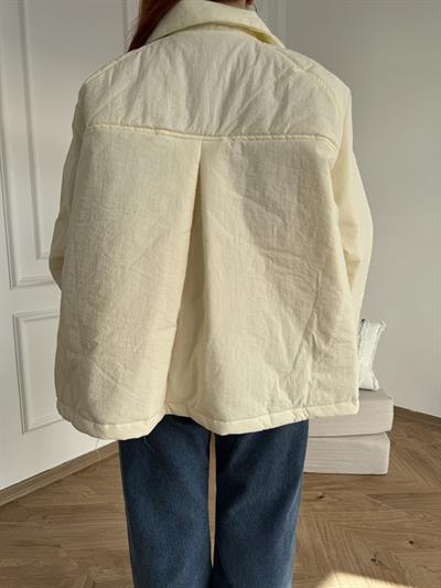 Oversize Şişme Mont Ekru