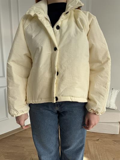 Oversize Şişme Mont Ekru