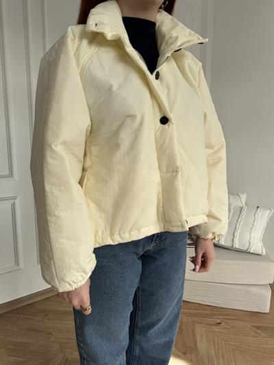 Oversize Şişme Mont Ekru