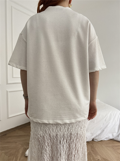 Oversize Tişört Ekru