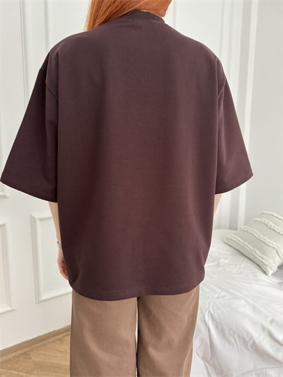 Oversize Tişört Kahve
