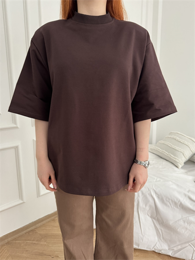 Oversize Tişört Kahve