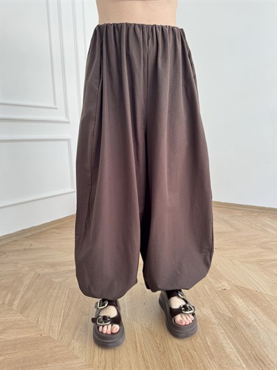 Paça Lastikli Balon Pantolon Acı kahve