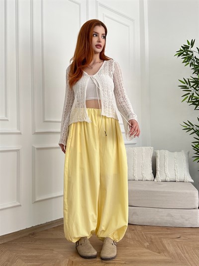 Paça Lastikli Balon Pantolon Sarı