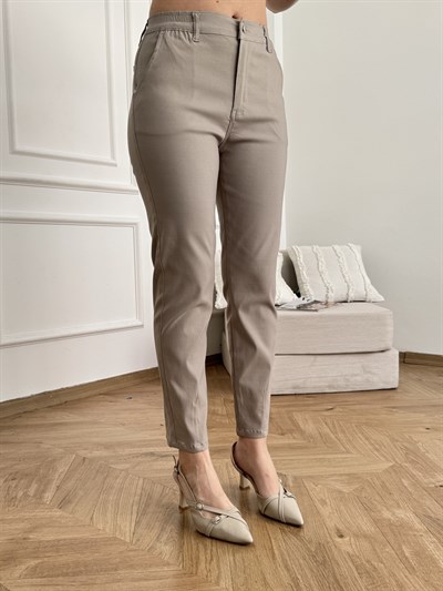 Paça Pensli Likralı Pantolon Taş