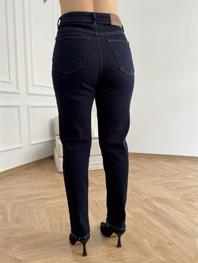 Paçası Dikişsiz Mom Pantolon 17 lacivert
