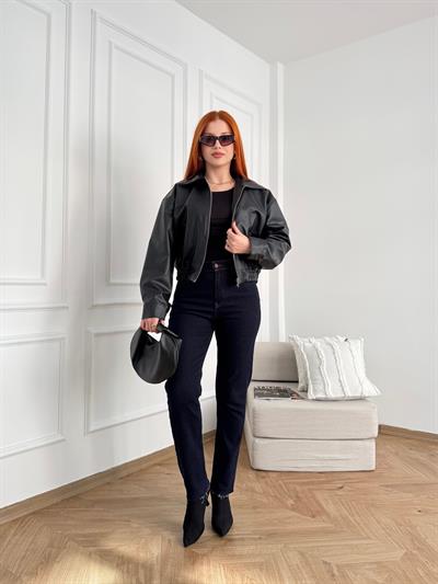 Paçası Dikişsiz Mom Pantolon 17 lacivert