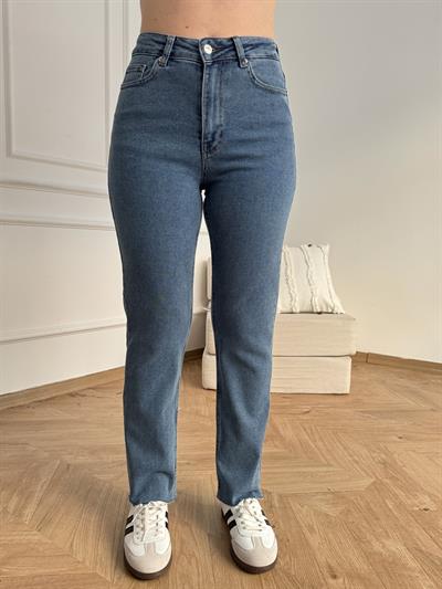 Paçası Dikişsiz Mom Pantolon 27 koyu rıns