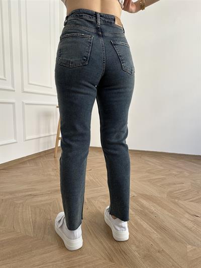 Paçası Dikişsiz Mom Pantolon 28 koyu mavi
