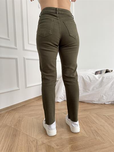 Paçası Dikişsiz Mom Pantolon 67 haki