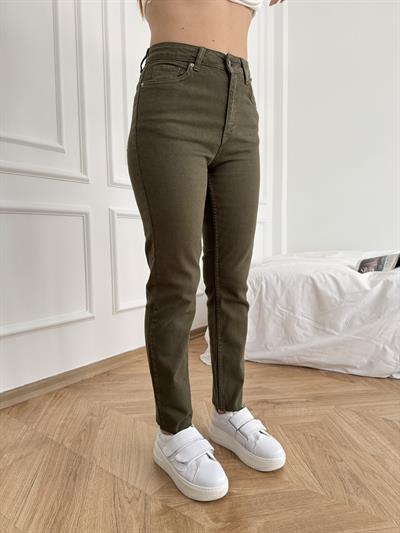 Paçası Dikişsiz Mom Pantolon 67 haki