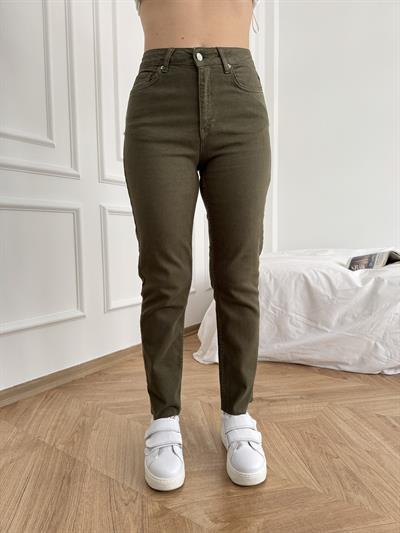 Paçası Dikişsiz Mom Pantolon 67 haki