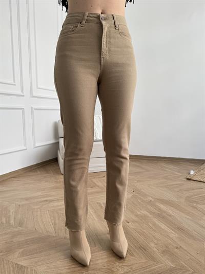 Paçası Dikişsiz Mom Pantolon 70 camel
