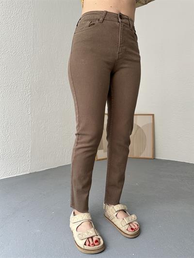 Paçası Dikişsiz Mom Pantolon 72 vizon