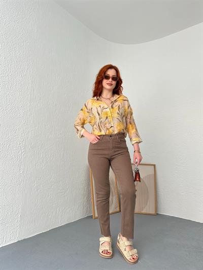 Paçası Dikişsiz Mom Pantolon 72 vizon