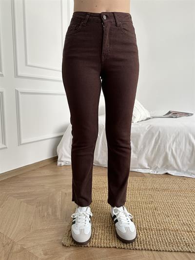 Paçası Dikişsiz Mom Pantolon 78 kahve