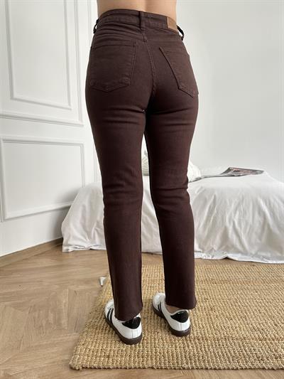 Paçası Dikişsiz Mom Pantolon 78 kahve