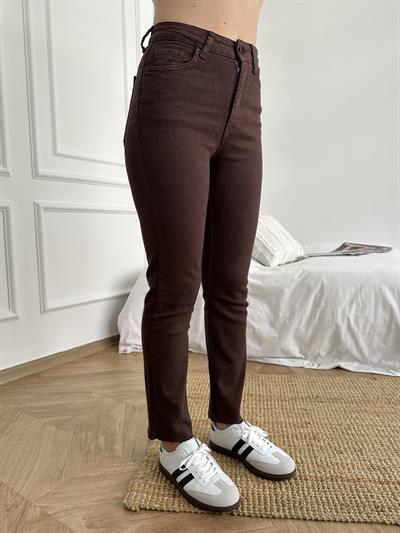 Paçası Dikişsiz Mom Pantolon 78 kahve