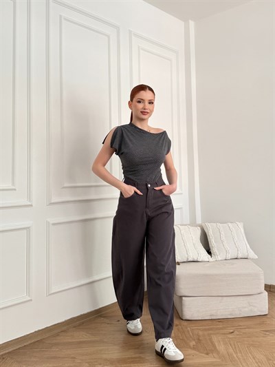 Parçalı Balon Pantolon Antrasit