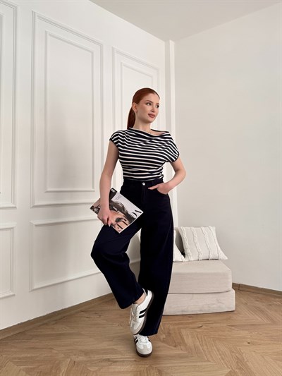 Parçalı Balon Pantolon Lacivert