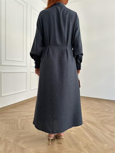 Pensli V Yaka Uzun Elbise Lacivert