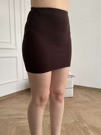 Penye Mini Etek Kahve