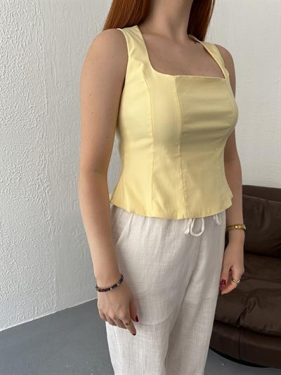 Peplum Korse Açık sarı
