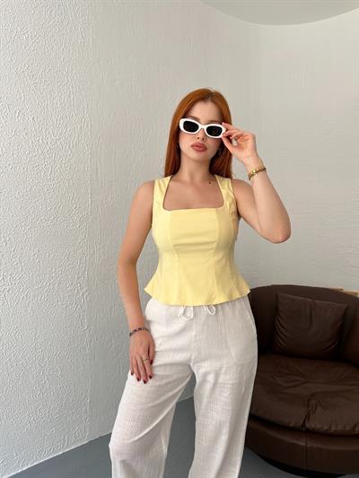 Peplum Korse Açık sarı