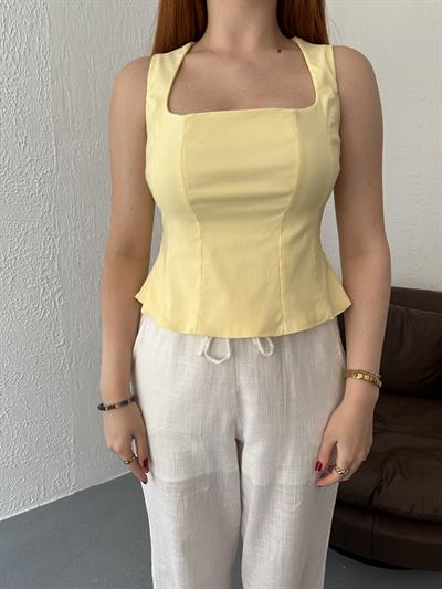 Peplum Korse Açık sarı
