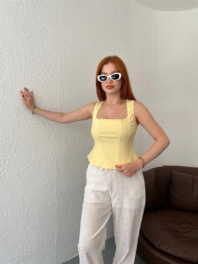 Peplum Korse Açık sarı