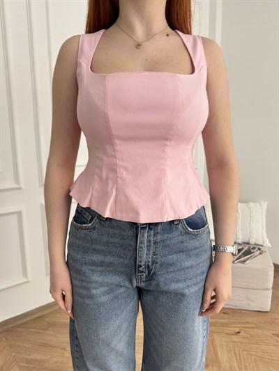 Peplum Korse Toz pembe