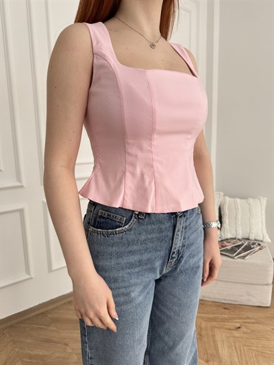 Peplum Korse Toz pembe