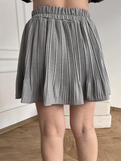 Pile Detaylı Etek Açık gri