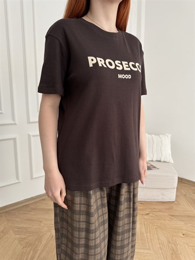 Prosecco Mood T-shirt Kahve