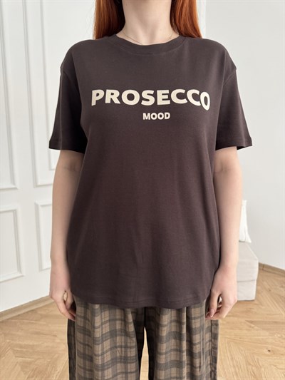 Prosecco Mood T-shirt Kahve