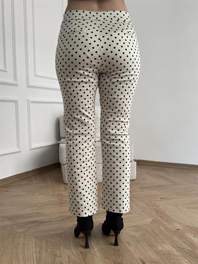 Puantiye Desen Pantolon Krem