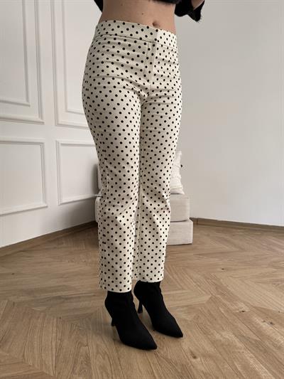 Puantiye Desen Pantolon Krem
