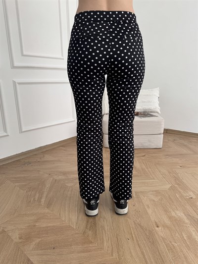 Puantiye Desen Pantolon Siyah