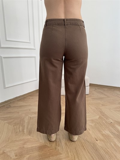 Rahat Kesim Çift Düğme Pantolon Açık kahve