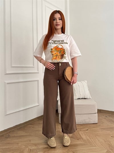 Rahat Kesim Çift Düğme Pantolon Açık kahve