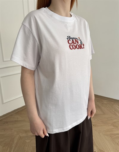 Ratatouille Baskılı T-shirt Beyaz