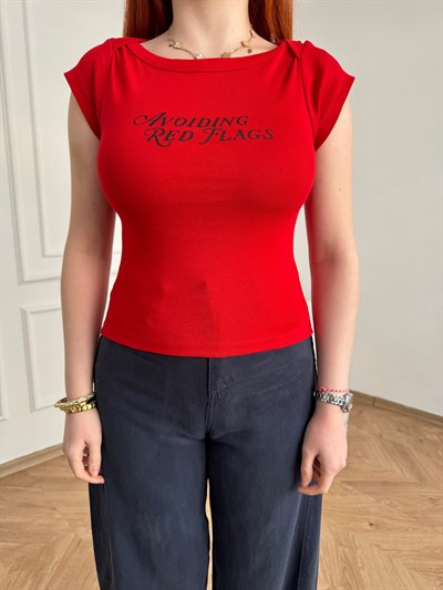 Red Flags Slim Fit T-shirt Kırmızı
