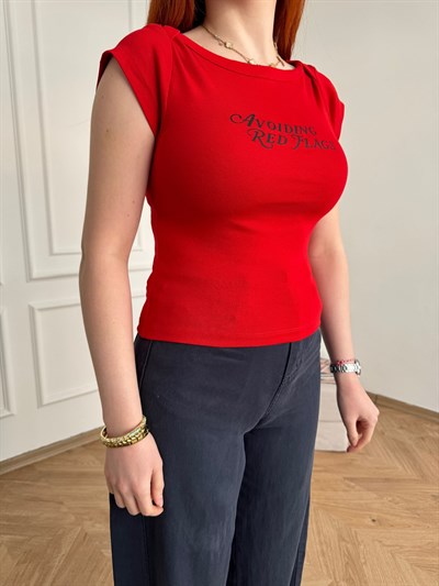 Red Flags Slim Fit T-shirt Kırmızı